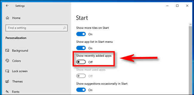 Hướng dẫn ẩn danh sách ứng dụng mới cài trên Windows 10