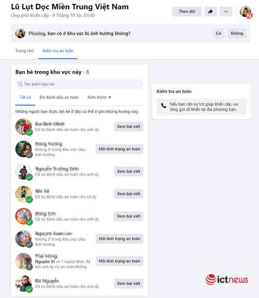 Facebook cho phép bật Kiểm tra an toàn ở miền Trung