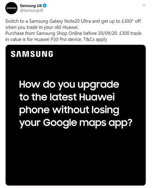 Samsung "cà khịa" Huawei vì không có Google, khuyên người dùng chuyển qua Note20 Ultra