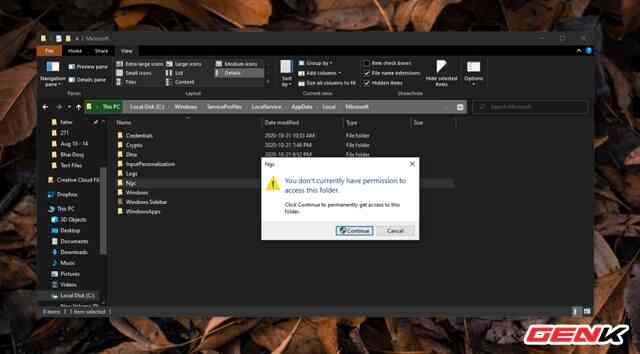 Sửa lỗi “Permission to access this folder” khi truy cập vào thư mục trong Windows 10
