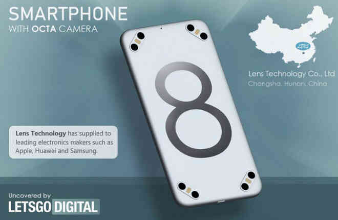 Xuất hiện bằng sáng chế về một chiếc smartphone có tới 8 camera sau và 4 đèn flash LED?