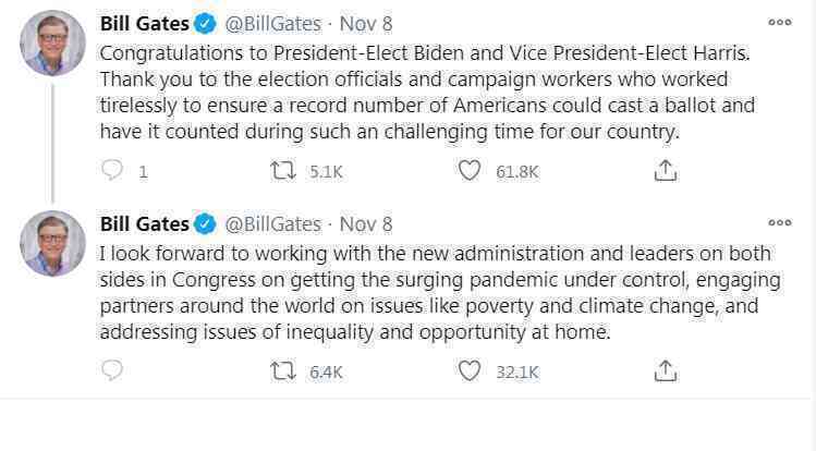 Bill Gates, Jeff Bezos nói gì trước chiến thắng của Joe Biden? - 3 Bill Gates, Jeff Bezos nói gì trước chiến thắng của Joe Biden? - 3