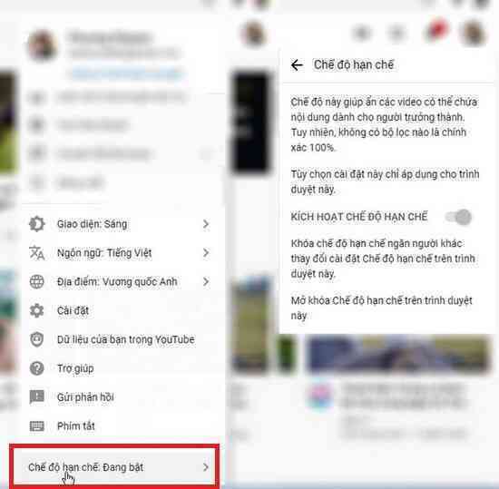 Các thiết lập an toàn cho trẻ em xem YouTube