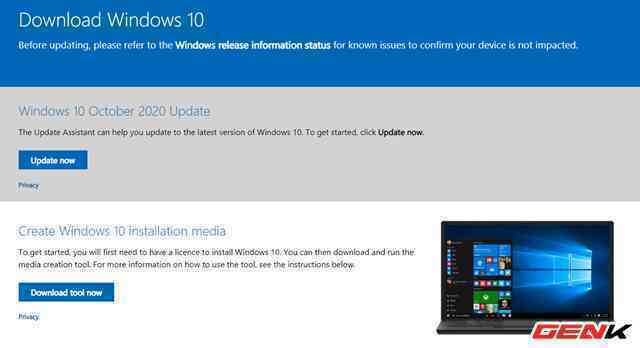 Cách tải và tạo bộ cài đặt Windows 10 October 2020 Update 20H2 bằng USB - Ảnh 2. Cách tải và tạo bộ cài đặt Windows 10 October 2020 Update 20H2 bằng USB - Ảnh 2.