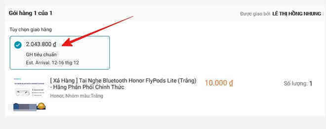 Hí hửng đặt mua tai nghe không dây Honor sale từ tiền triệu còn 10k, “hết hồn” vì phí ship lên tới… 4 triệu 5 - Ảnh 3. Hí hửng đặt mua tai nghe không dây Honor sale từ tiền triệu còn 10k, “hết hồn” vì phí ship lên tới… 4 triệu 5 - Ảnh 3.