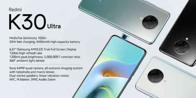 Redmi K30 Ultra ra mắt: Màn hình AMOLED 120Hz, chip MediaTek Dimensity 1000+, 4 camera, giá từ 6.7 triệu đồng