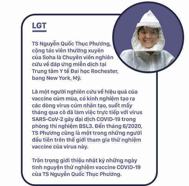 Nhật ký của nữ Tiến sĩ người Việt - người tạo ra virus Cúm nhưng là 1 trong số người đầu tiên tiêm thử vaccine Covid-19 trên thế giới - Ảnh 1. Nhật ký của nữ Tiến sĩ người Việt - người tạo ra virus Cúm nhưng là 1 trong số người đầu tiên tiêm thử vaccine Covid-19 trên thế giới - Ảnh 1.