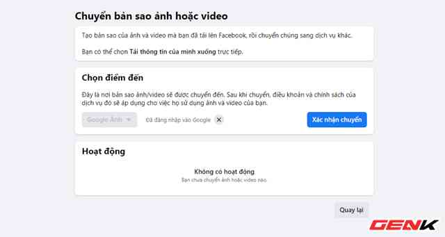 Cách chuyển toàn bộ ảnh từ Facebook sang Google Photos để phòng trường hợp bị khóa tài khoản - Ảnh 10. Cách chuyển toàn bộ ảnh từ Facebook sang Google Photos để phòng trường hợp bị khóa tài khoản - Ảnh 10.