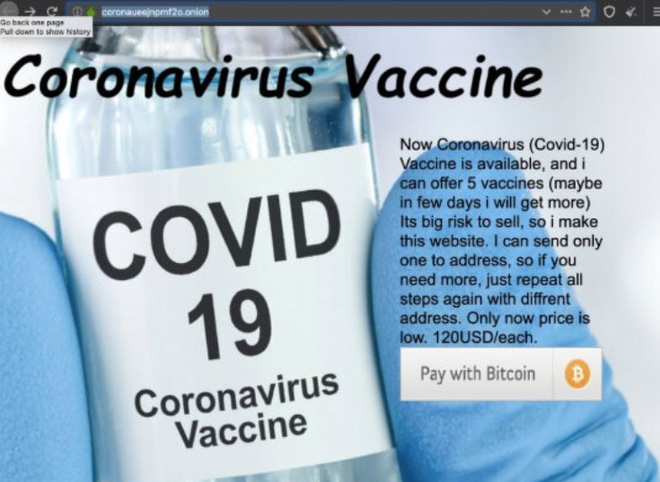 Lợi dụng tâm lý sợ hãi, những kẻ lừa đảo hét giá mua vắc-xin Covid-19 trên dark web lên tới 1000 USD bằng đồng bitcoin - Ảnh 2.