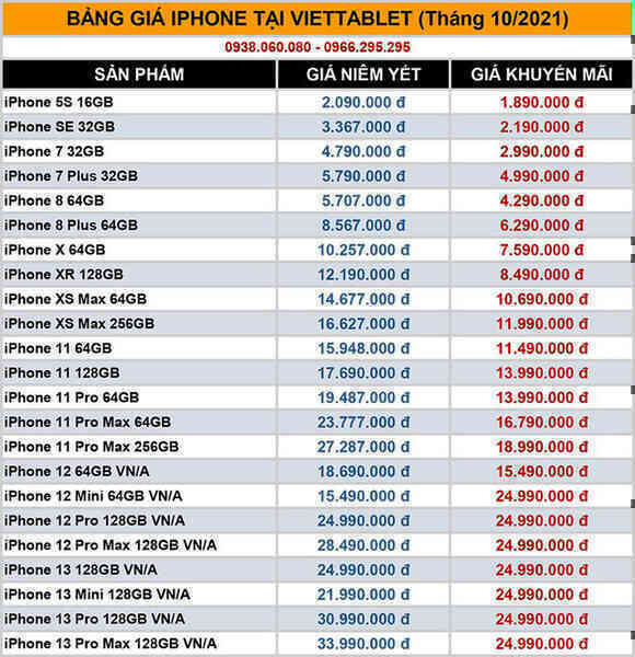 Bảng giá iPhone 11, 12, 13 Pro Max, iPad Gen 9, Mini 6 tốt nhất tháng 10 tại Viettablet - Ảnh 2.