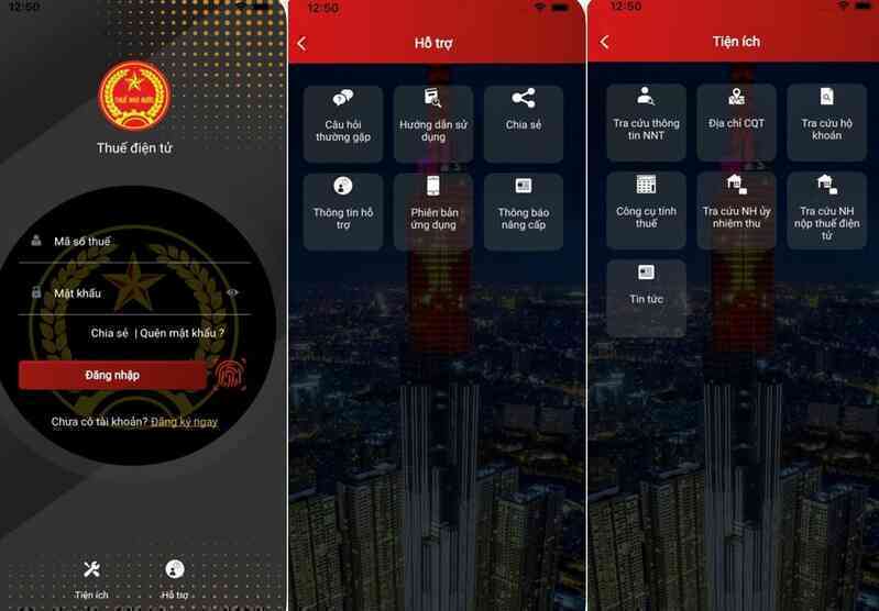 Ứng dụng thuế điện tử eTax trên điện thoại di động