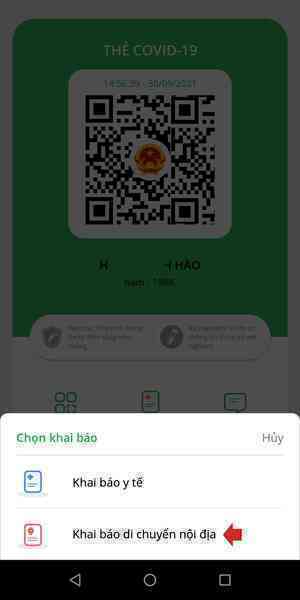 Cách khai báo di chuyển nội địa trên PC-Covid
