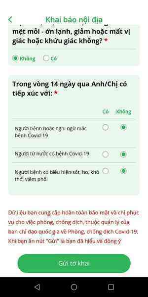 Cách khai báo di chuyển nội địa trên PC-Covid