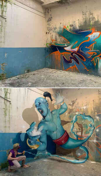 Những bức vẽ Graffiti 3D không dành cho người yếu tim - Ảnh 21. Những bức vẽ Graffiti 3D không dành cho người yếu tim - Ảnh 21.