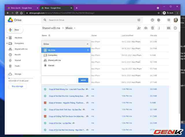 Cách sao chép và di chuyển dữ liệu giữa 02 tài khoản Google Drive - Ảnh 12. Cách sao chép và di chuyển dữ liệu giữa 02 tài khoản Google Drive - Ảnh 12.