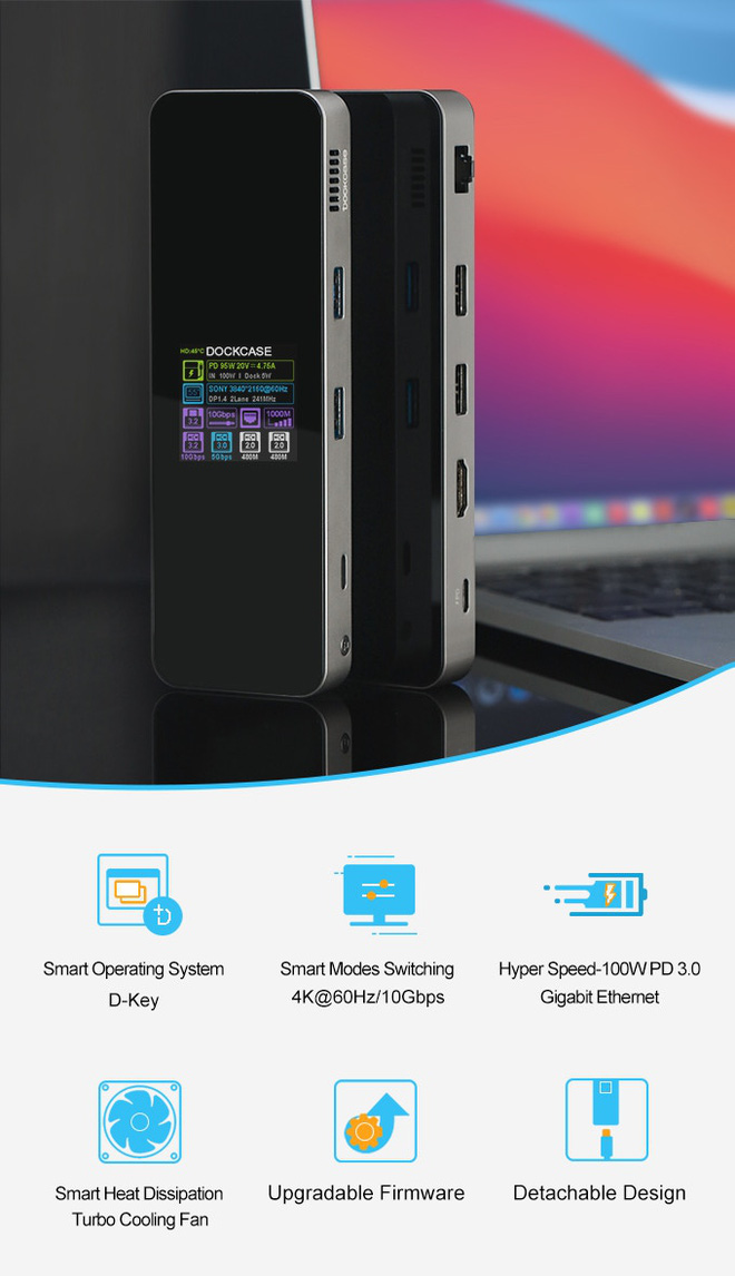 Dock chia cổng laptop giờ cũng phải thông minh, có màn hình OLED, nâng cấp phần mềm, quạt tản nhiệt, giá từ 1.1 triệu - Ảnh 2. Dock chia cổng laptop giờ cũng phải thông minh, có màn hình OLED, nâng cấp phần mềm, quạt tản nhiệt, giá từ 1.1 triệu - Ảnh 2.