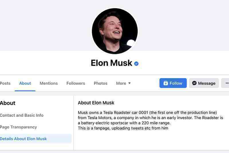 Facebook cấp tích xanh cho fanpage Elon Musk không phải chính chủ