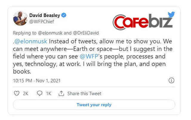 Sếp Liên Hợp Quốc muốn gặp trực tiếp Elon Musk kể cả trên không gian để giải thích 6 tỷ USD sẽ giải quyết nạn đói thế nào - Ảnh 2.