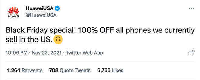 Huawei giảm giá 100% smartphone bán tại Mỹ nhân dịp Black Friday, nhưng hình như có gì đó sai sai...