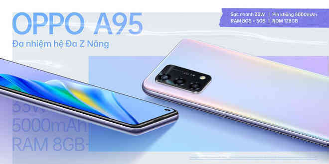 OPPO A95 ra mắt tại VN: Thiết kế thời trang, có màn hình AMOLED, Snapdragon 662, pin 5000mAh, giá 6.9 triệu đồng