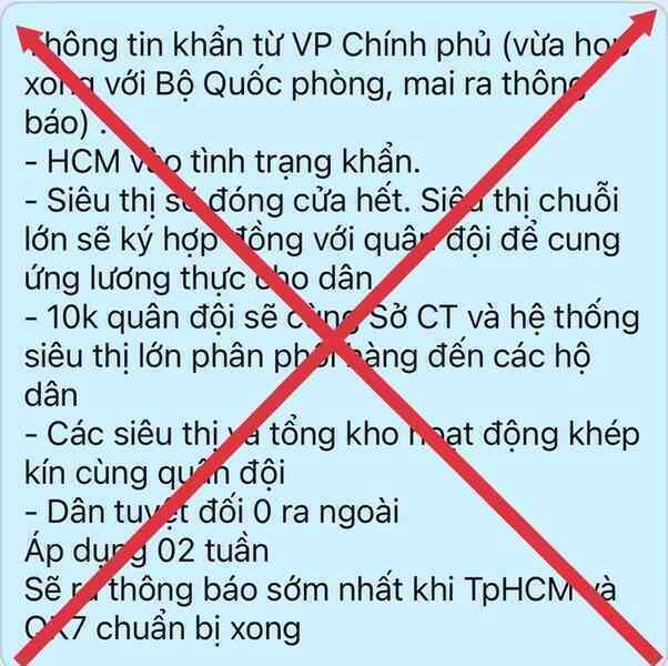 Thông tin “TP.HCM vào tình trạng khẩn” là sai sự thật