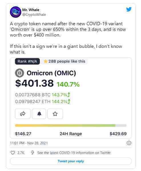 Vô tình trùng tên với biến thể COVID-19 mới, một đồng token có mức tăng gấp 10 lần chỉ sau 2 ngày - Ảnh 2. Vô tình trùng tên với biến thể COVID-19 mới, một đồng token có mức tăng gấp 10 lần chỉ sau 2 ngày - Ảnh 2.