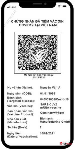 “Hộ chiếu vắc xin” của Việt Nam hiển thị 11 trường thông tin được mã hóa