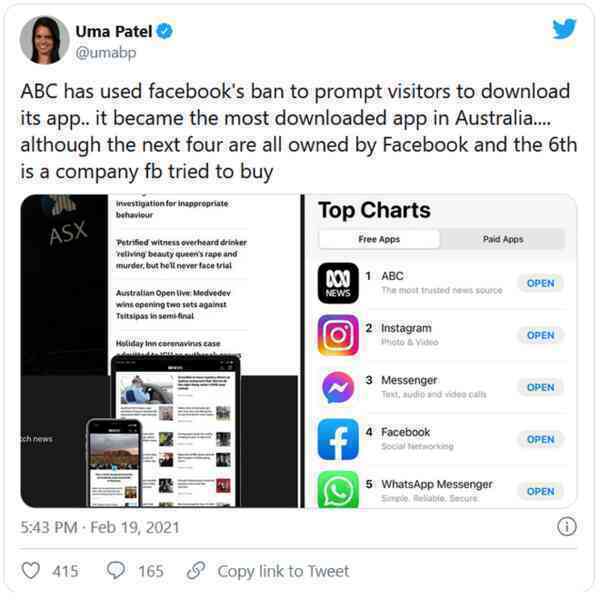 Gậy ông đập lưng ông - lệnh cấm của Facebook làm ứng dụng tin tức Úc lên top đầu App Store - Ảnh 1. Gậy ông đập lưng ông - lệnh cấm của Facebook làm ứng dụng tin tức Úc lên top đầu App Store - Ảnh 1.