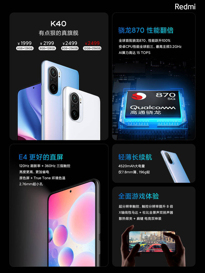 Redmi K40 series ra mắt: Snapdragon 870/888, màn hình 120Hz, giá từ 7.1 triệu đồng - Ảnh 2. Redmi K40 series ra mắt: Snapdragon 870/888, màn hình 120Hz, giá từ 7.1 triệu đồng - Ảnh 2.