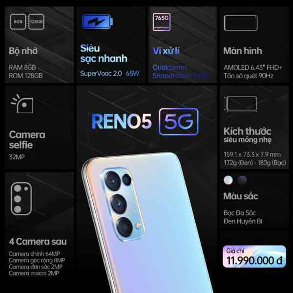 OPPO Reno5 5G chính thức ra mắt tại Việt Nam với giá 11.9 triệu đồng - Ảnh 6. OPPO Reno5 5G chính thức ra mắt tại Việt Nam với giá 11.9 triệu đồng - Ảnh 6.