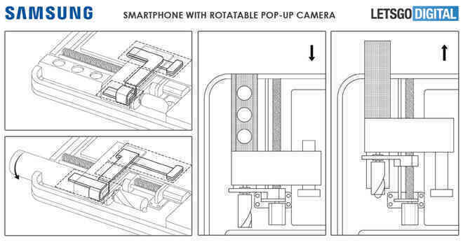 Xuất hiện bằng sáng chế Galaxy A trang bị camera pop-up có khả năng xoay từ phía sau ra trước làm camera selfie - Ảnh 2.