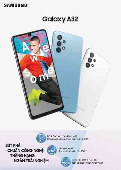 Galaxy A32 ra mắt tại VN: Màn hình Super AMOLED 90Hz, cụm 4 camera 64MP, Helio G80, pin 5000mAh, giá 6.7 triệu đồng