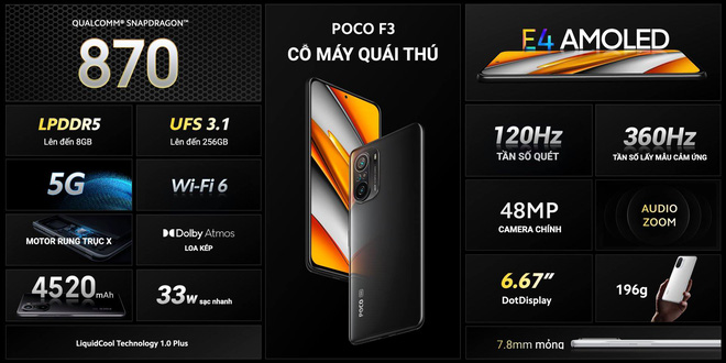 POCO F3 và POCO X3 Pro ra mắt tại VN: Snapdragon 870/860, màn hình 120Hz, giá từ 6.99/8.99 triệu đồng - Ảnh 2. POCO F3 và POCO X3 Pro ra mắt tại VN: Snapdragon 870/860, màn hình 120Hz, giá từ 6.99/8.99 triệu đồng - Ảnh 2.