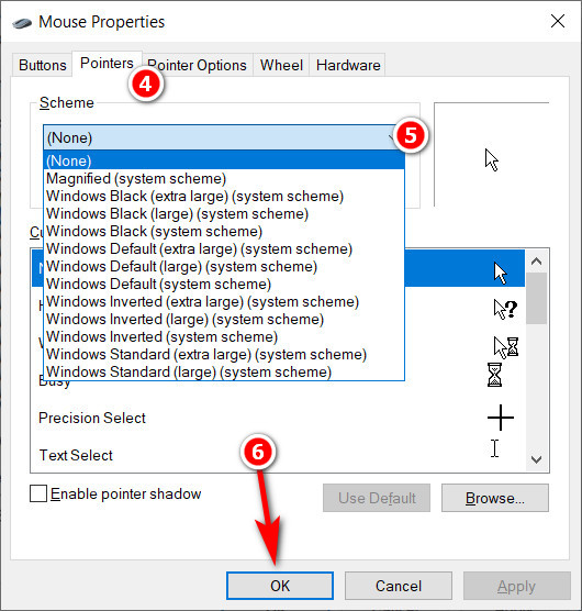5 cách thay đổi màu sắc và kích thước chuột trên Windows 10