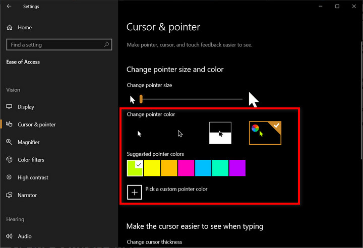 5 cách thay đổi màu sắc và kích thước chuột trên Windows 10