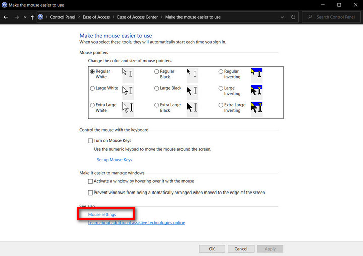 5 cách thay đổi màu sắc và kích thước chuột trên Windows 10