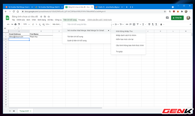 Cách gửi email hàng loạt trong Gmail từ Google Sheets - Ảnh 11. Cách gửi email hàng loạt trong Gmail từ Google Sheets - Ảnh 11.