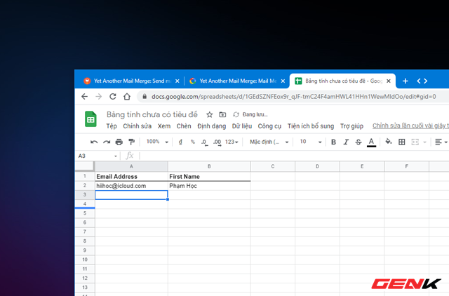 Cách gửi email hàng loạt trong Gmail từ Google Sheets - Ảnh 8. Cách gửi email hàng loạt trong Gmail từ Google Sheets - Ảnh 8.