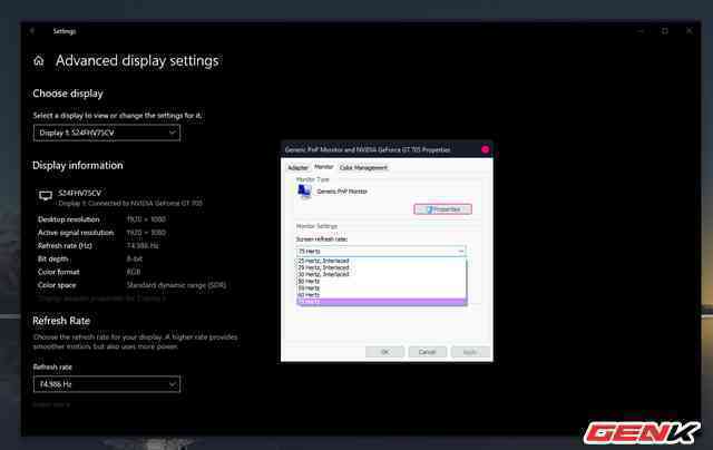 Cách thiết lập tần số quét tối đa của màn hình máy tính trên Windows 10 - Ảnh 8. Cách thiết lập tần số quét tối đa của màn hình máy tính trên Windows 10 - Ảnh 8.