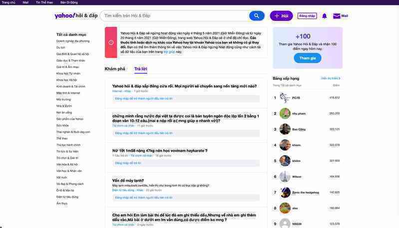Yahoo hỏi đáp sắp đóng cửa