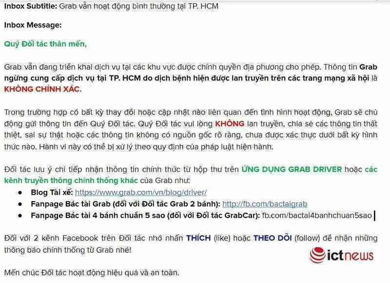 Hàng chục nghìn tài xế công nghệ tại TP.HCM hoang mang vì tin giả dừng hoạt động do Covid-19