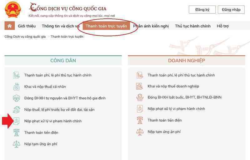 Hướng dẫn nộp phạt vi phạm giao thông trực tuyến