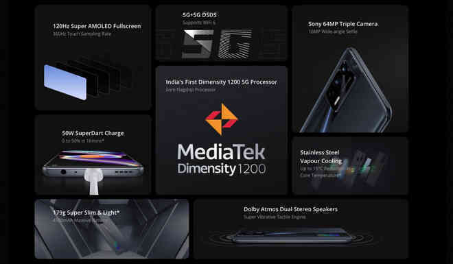 Realme X7 Max 5G ra mắt: Màn hình AMOLED 120Hz, Dimensity 1200, sạc nhanh 50W, giá 8.5 triệu đồng - Ảnh 2. Realme X7 Max 5G ra mắt: Màn hình AMOLED 120Hz, Dimensity 1200, sạc nhanh 50W, giá 8.5 triệu đồng - Ảnh 2.