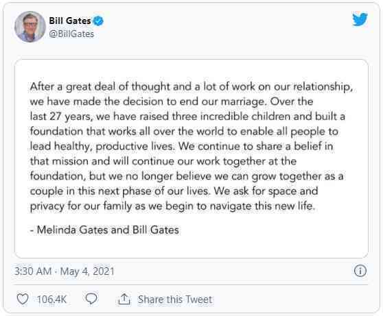 Sau 27 năm chung sống, vợ chồng Bill Gates bất ngờ li dị