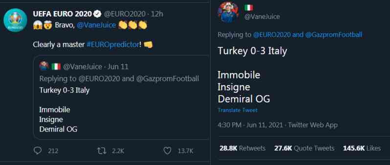 Xuất hiện ‘thánh’ dự đoán chính xác tuyệt đối trận mở màn Euro 2020