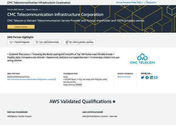 CMC Telecom liên tiếp nâng hạng đối tác cao cấp, trở thành Advanced Consulting Partner của AWS