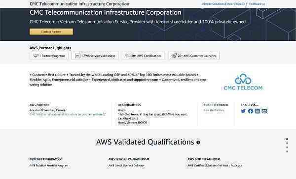 Việt Nam đã có đối tác triển khai dịch vụ kết nối cao cấp của AWS