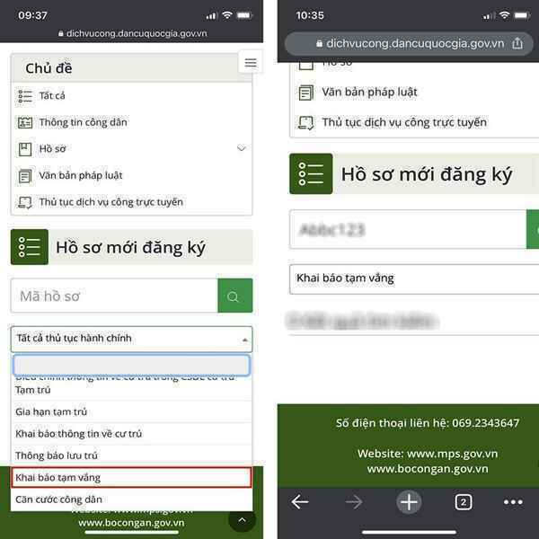 Hướng dẫn đăng ký tạm vắng qua mạng