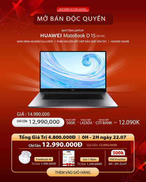 Huawei cùng Lazada mở siêu phẩm sale hè: 1 ngày ưu đãi toàn gian hàng, quà 700k cho đơn từ 3 triệu và chính thức mang Huawei Matebook D 15 về Việt Nam - Ảnh 7.
