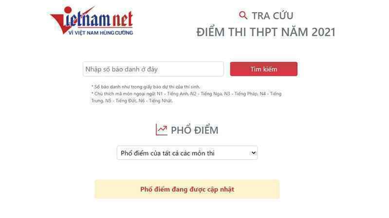 Hướng dẫn tra cứu điểm thi THPT 2021